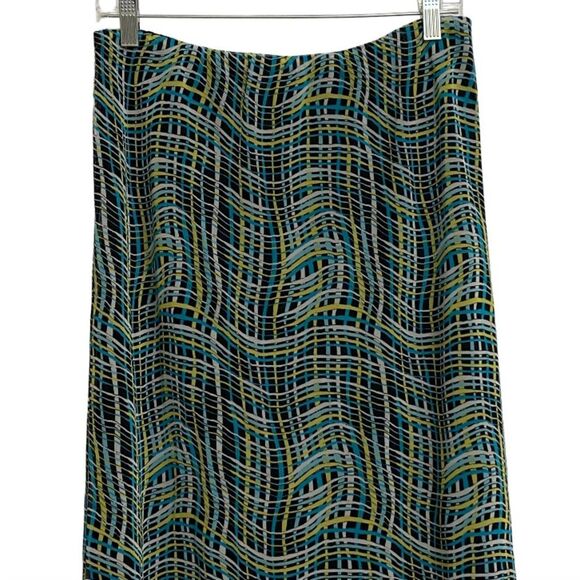 Cato Multicolor Elastic Waist Pull On Maxi Skirt Size M Abstract Scallop Hem - Picture 2 of 13